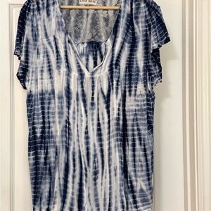 Knox Rose Indigo and White Patterned Blouse